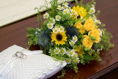 wedding flowers and wedding ring