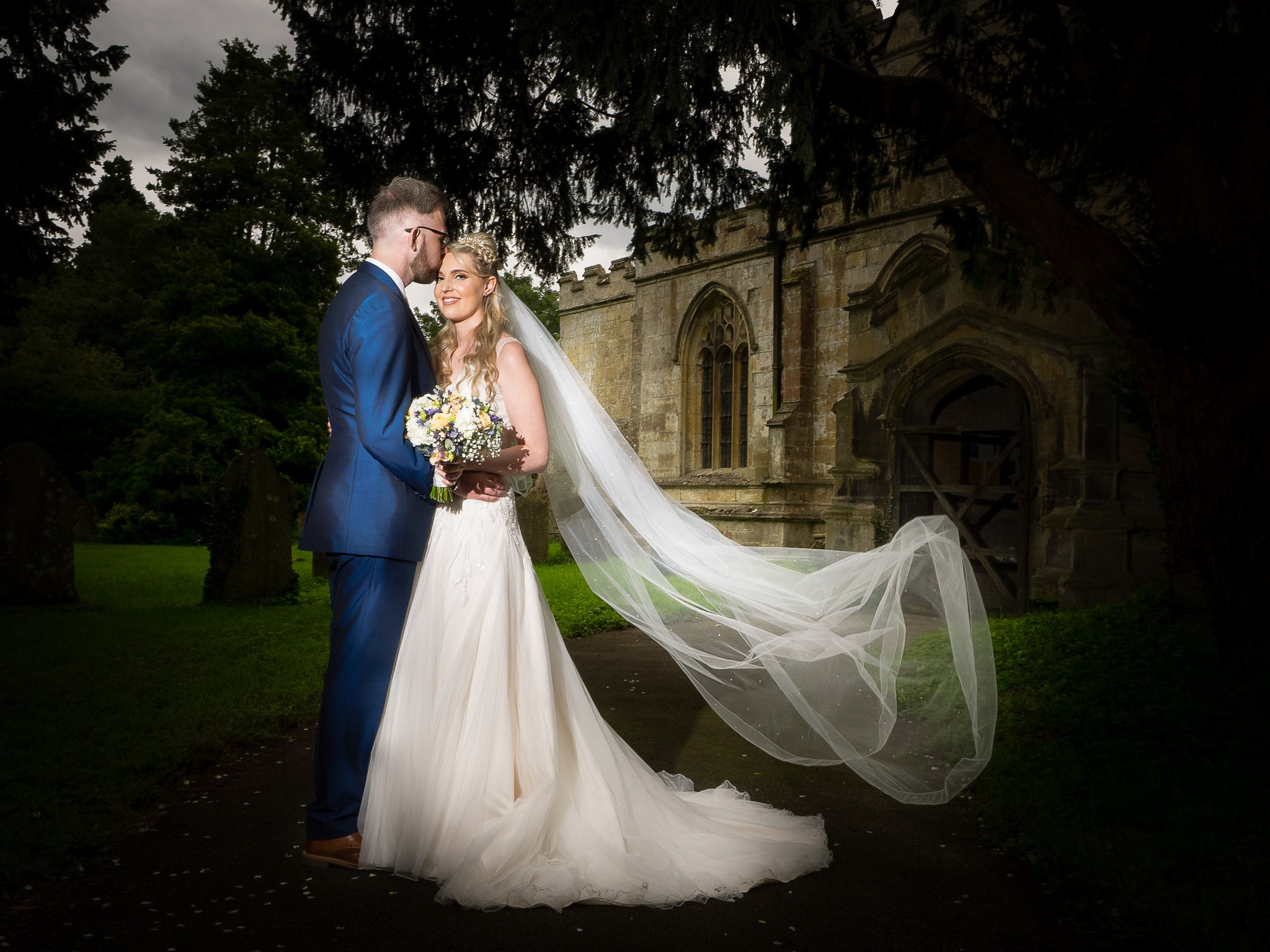 wedding photo with veil