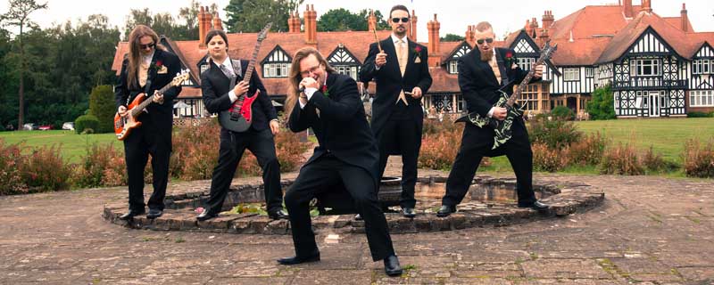 Groom party in front of The Petwood Hotel